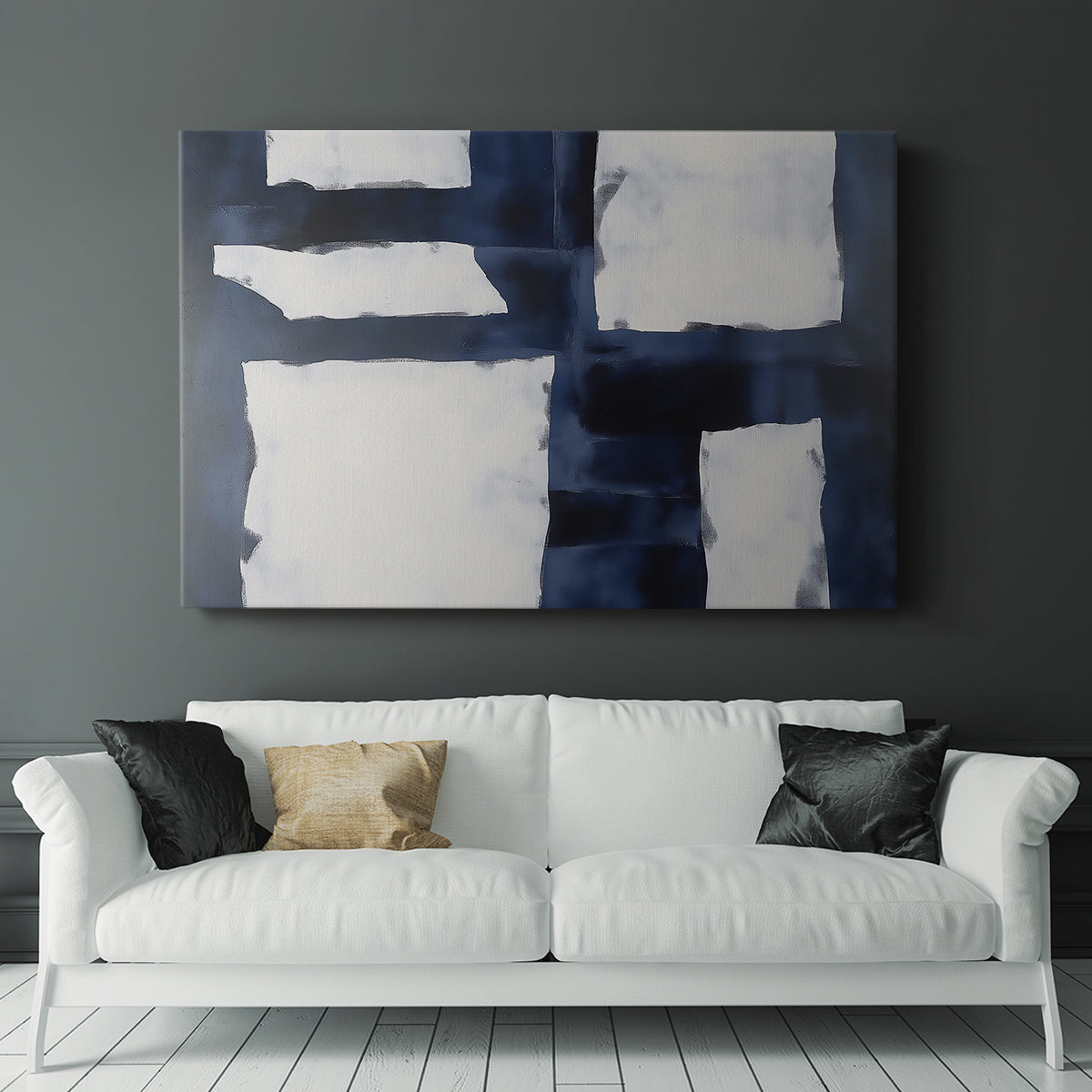 Blue and White Abstract XCIV - Canvas Art Print