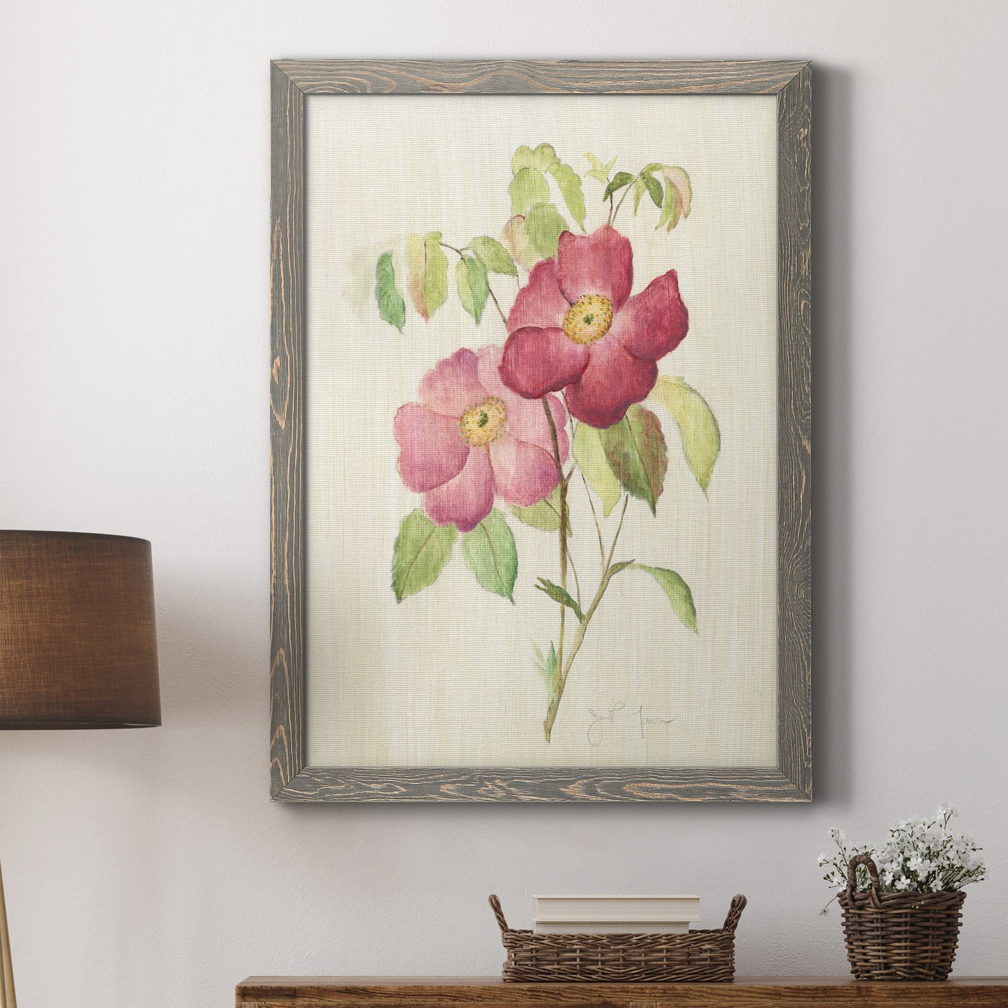 Dusty Rose II - Premium Canvas Framed in Barnwood - Ready to Hang