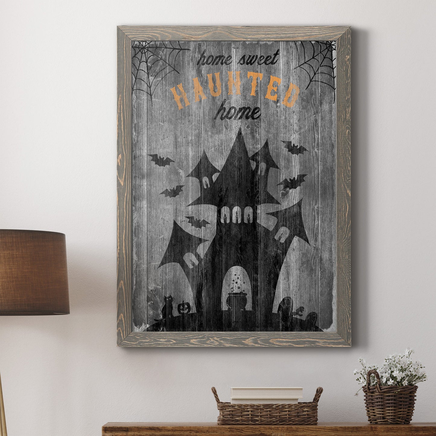 Haunted House - Premium Canvas Framed in Barnwood - Ready to Hang