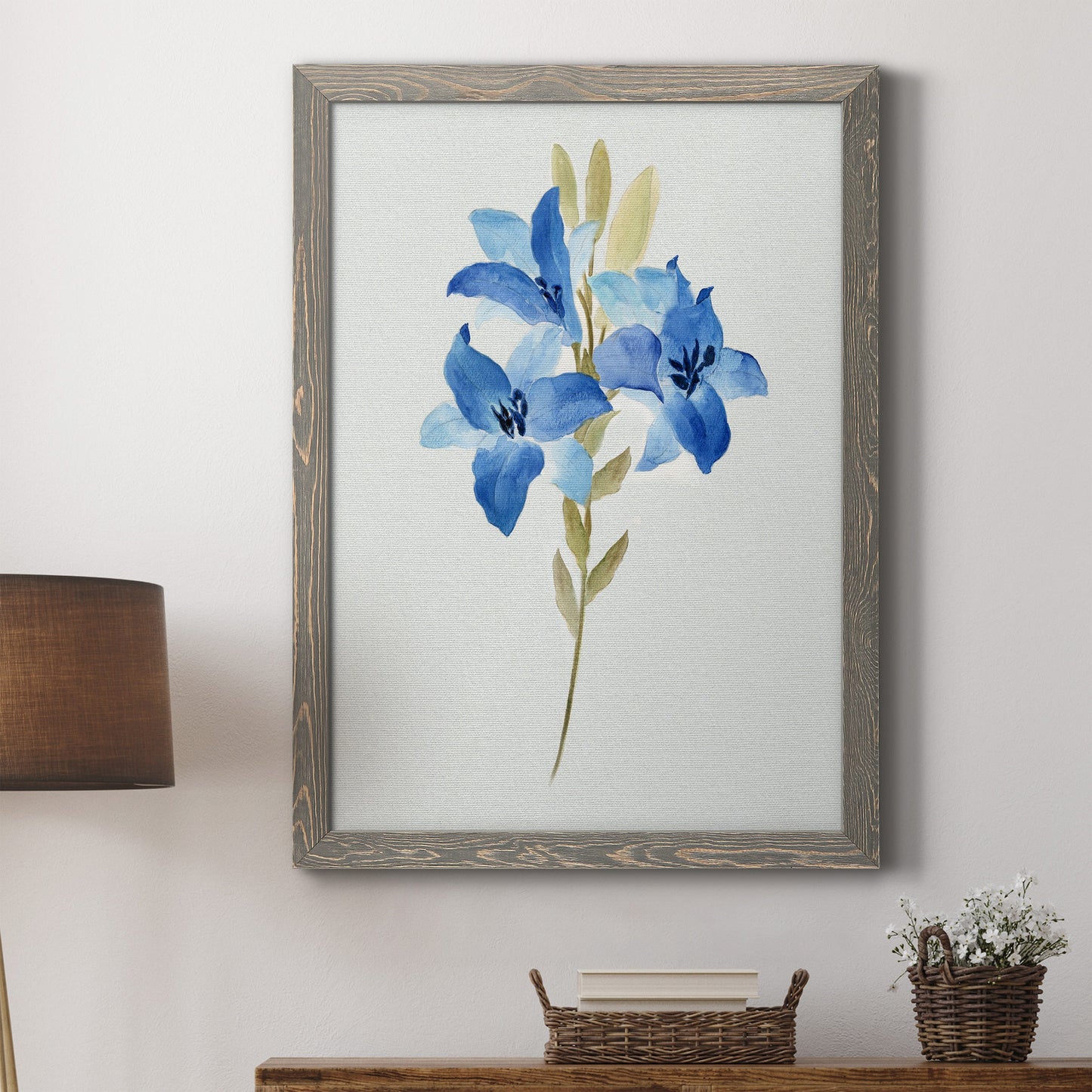 Blue Blossom Botanical III - Premium Canvas Framed in Barnwood - Ready to Hang