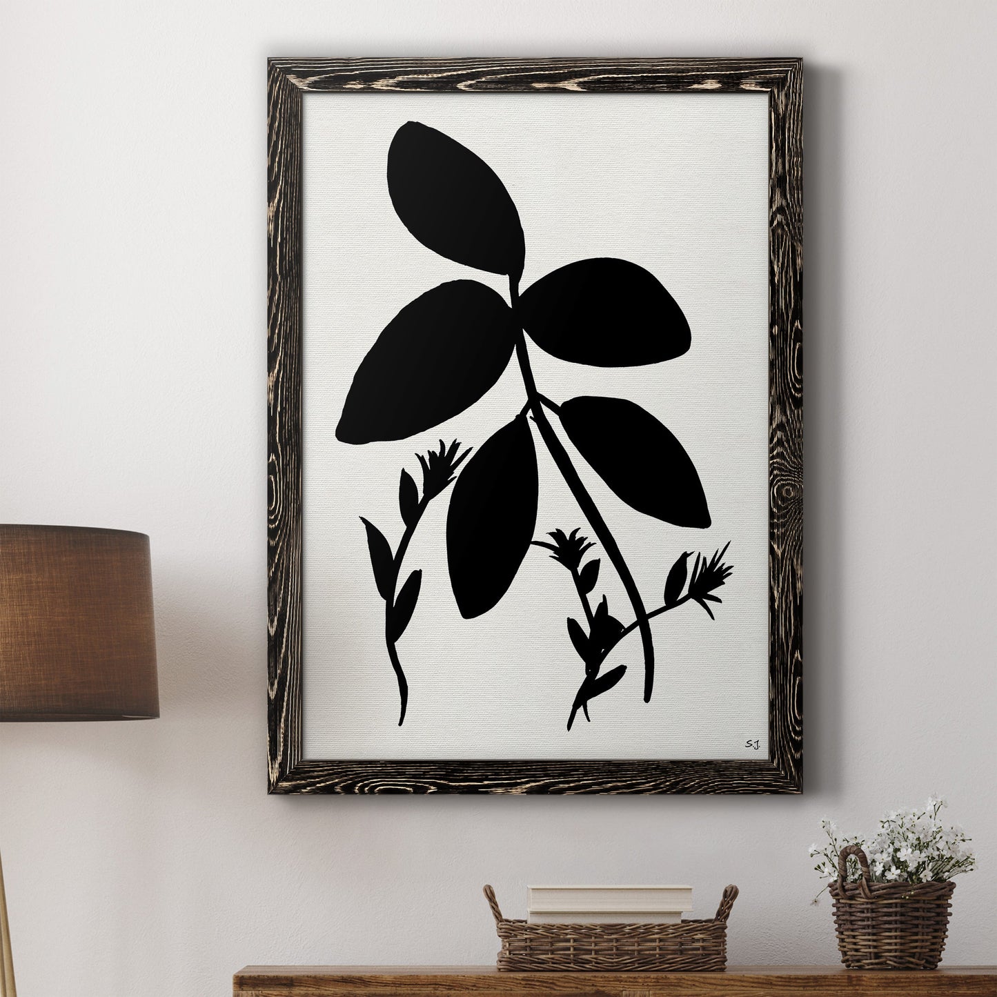 Silhouette Garden II - Premium Canvas Framed in Barnwood - Ready to Hang