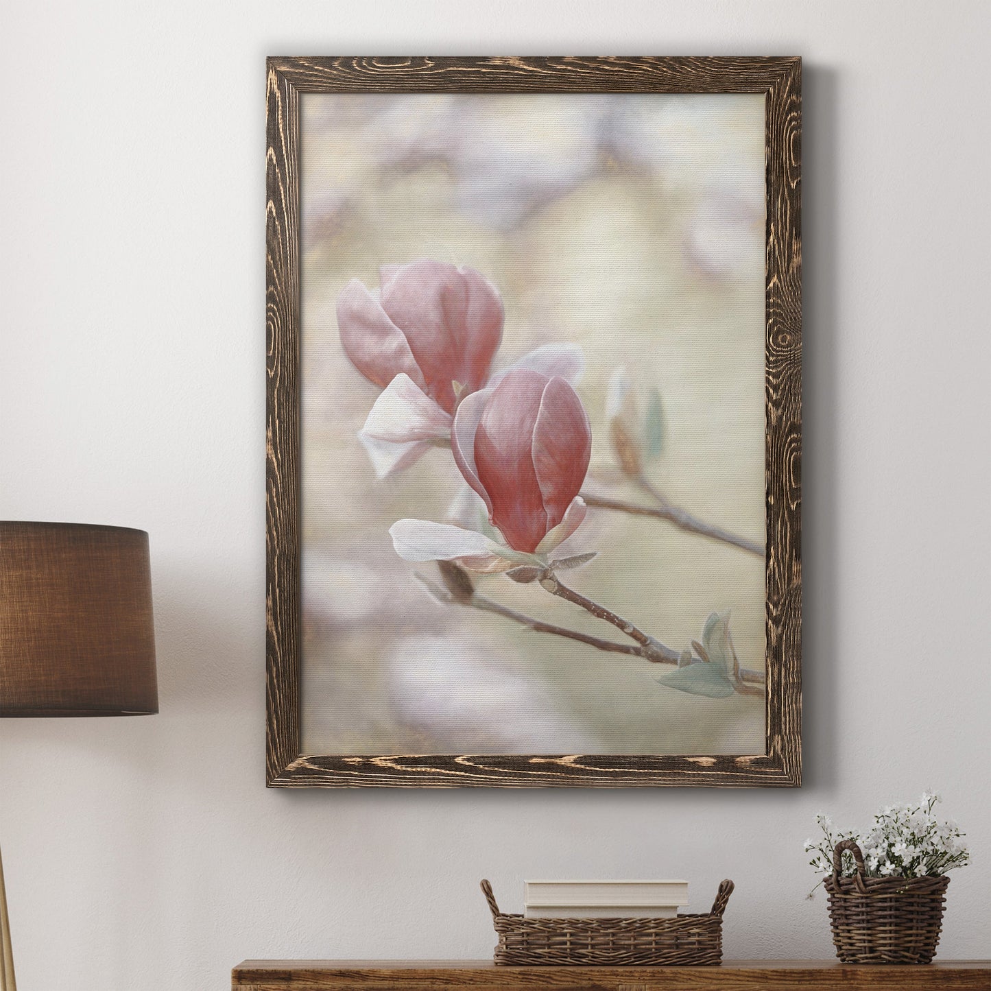 Blooming Hearts - Premium Canvas Framed in Barnwood - Ready to Hang