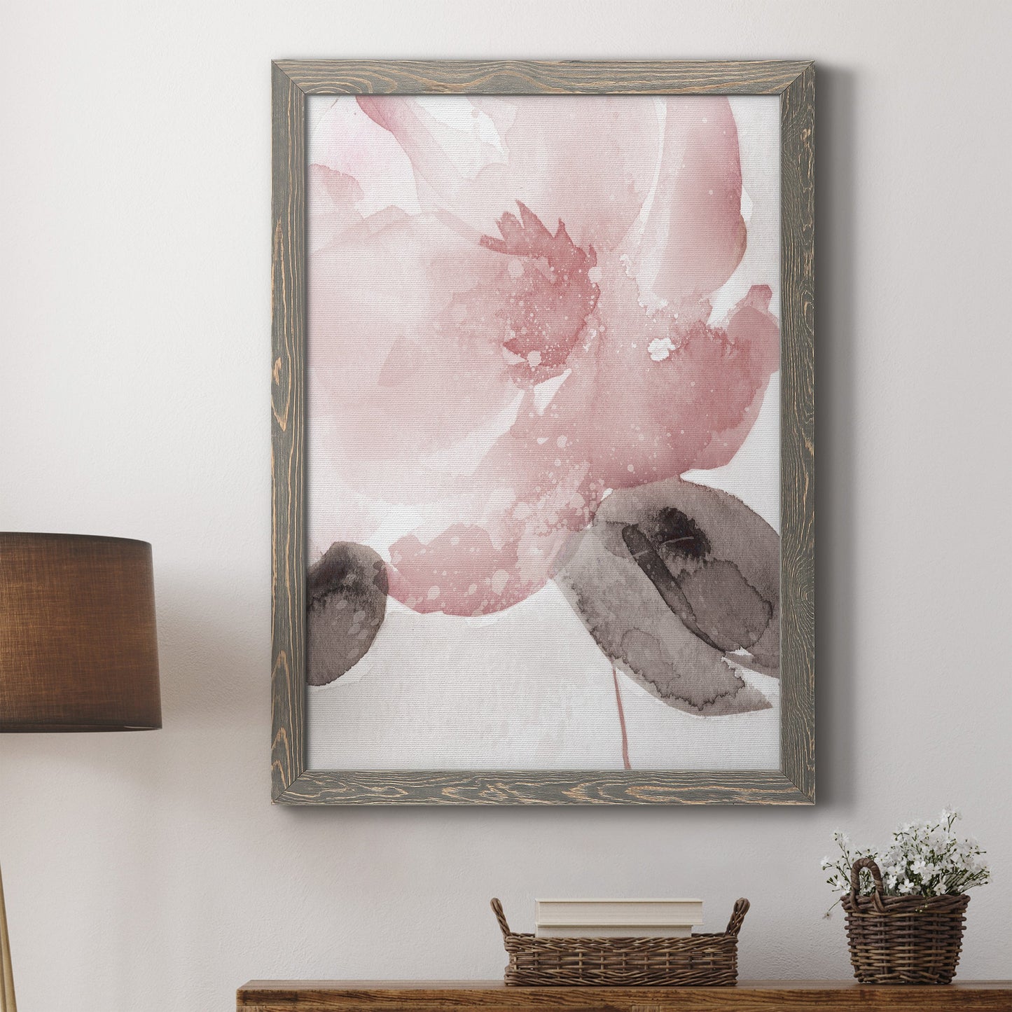 Blush Bloom I - Premium Canvas Framed in Barnwood - Ready to Hang