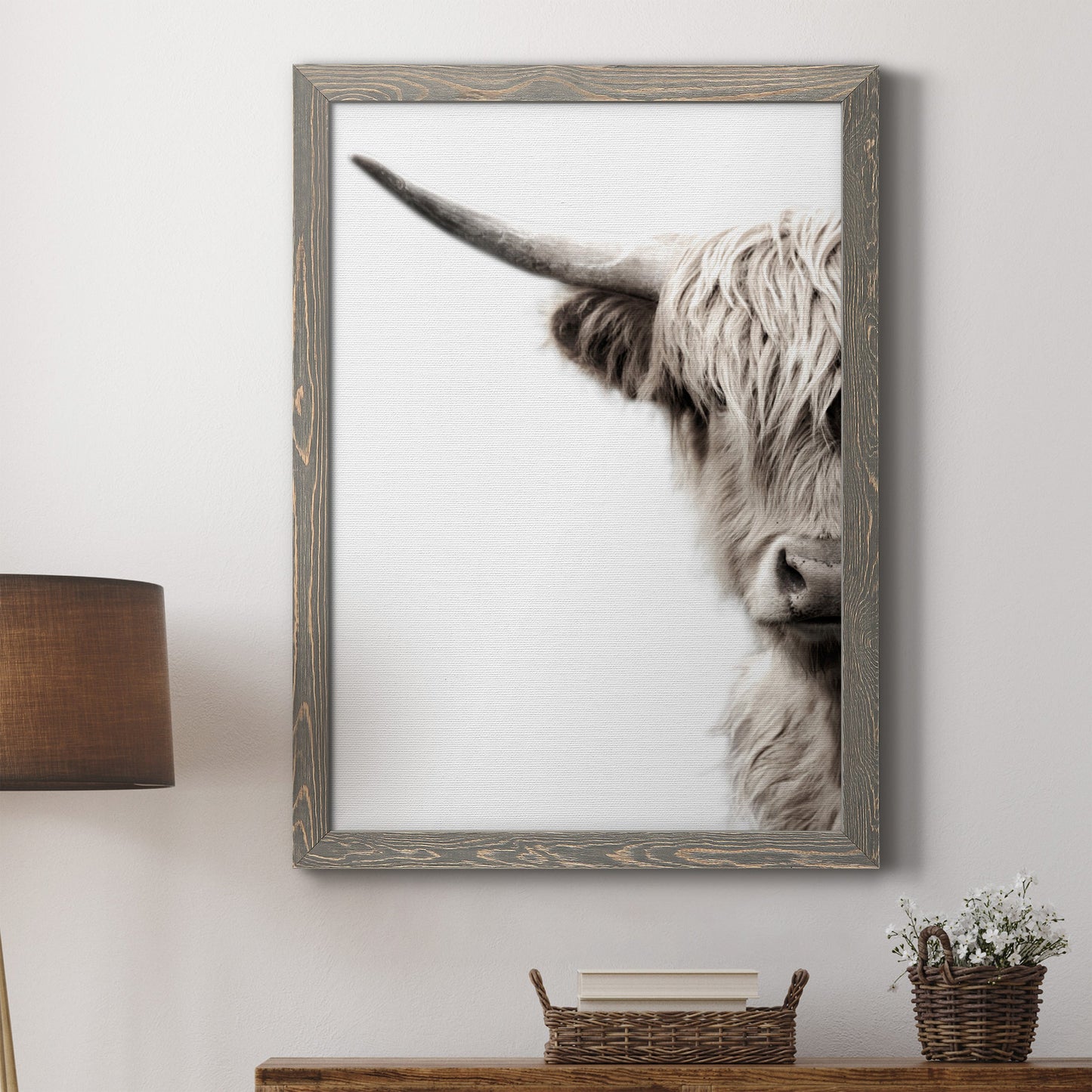 Highland Cattle - Premium Canvas Framed in Barnwood - Ready to Hang