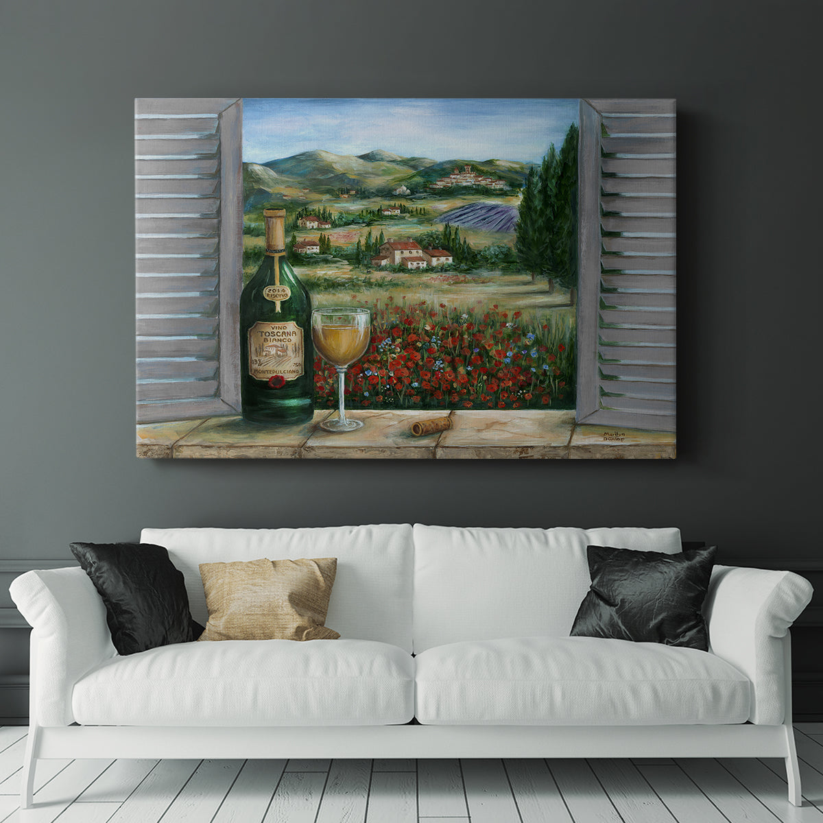 Tuscan White and Poppies - Canvas Art Print