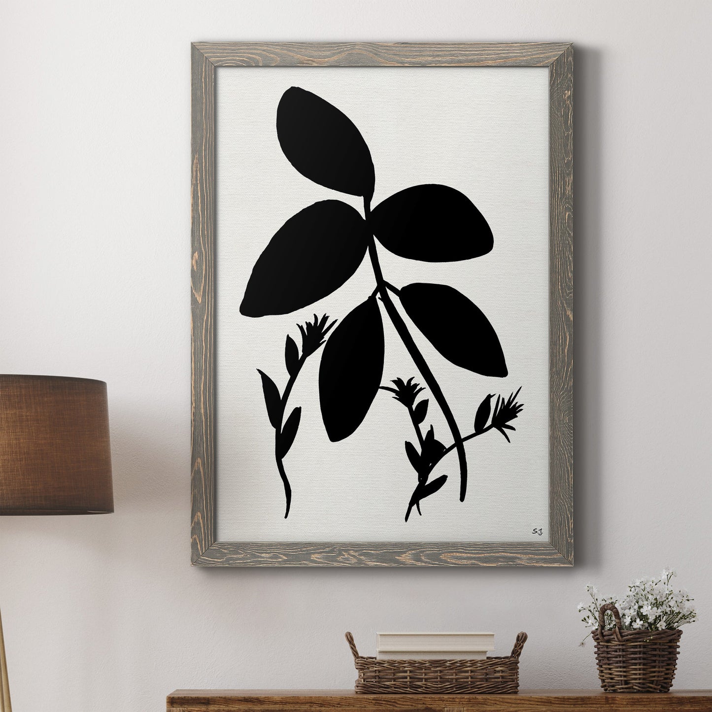 Silhouette Garden II - Premium Canvas Framed in Barnwood - Ready to Hang