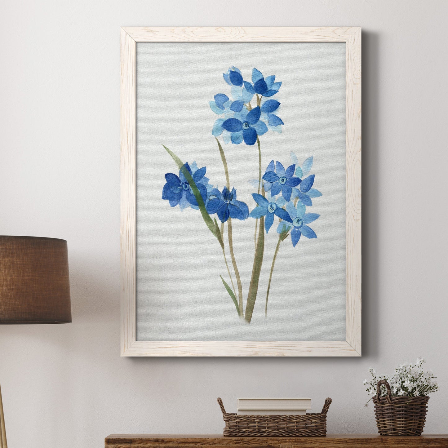 Blue Blossom Botanical I - Premium Canvas Framed in Barnwood - Ready to Hang