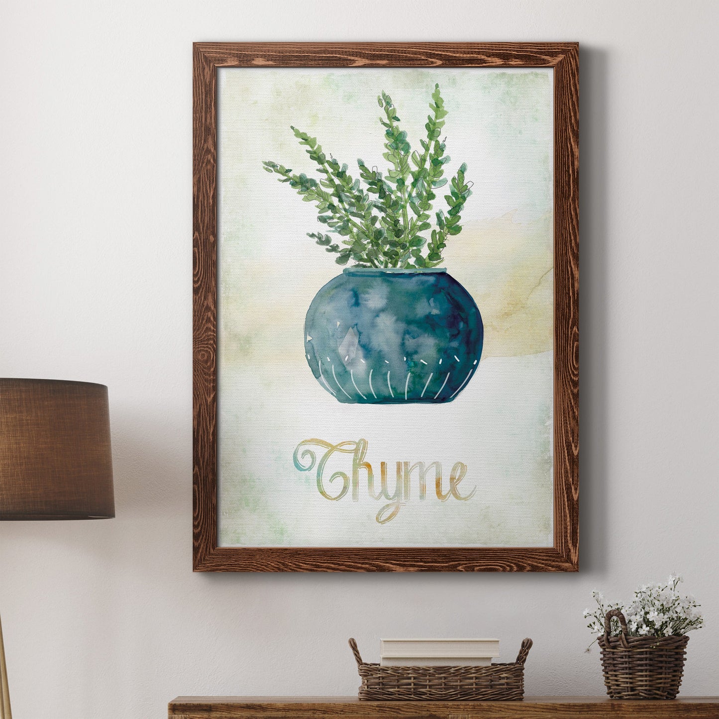 Potted Thyme - Premium Canvas Framed in Barnwood - Ready to Hang