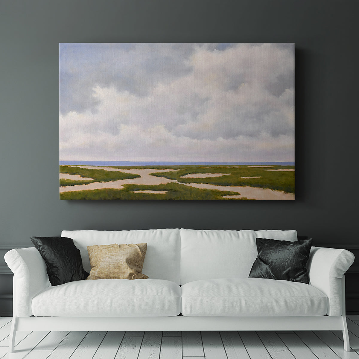 Cloudy Distant Beach Horizon - Canvas Art Print