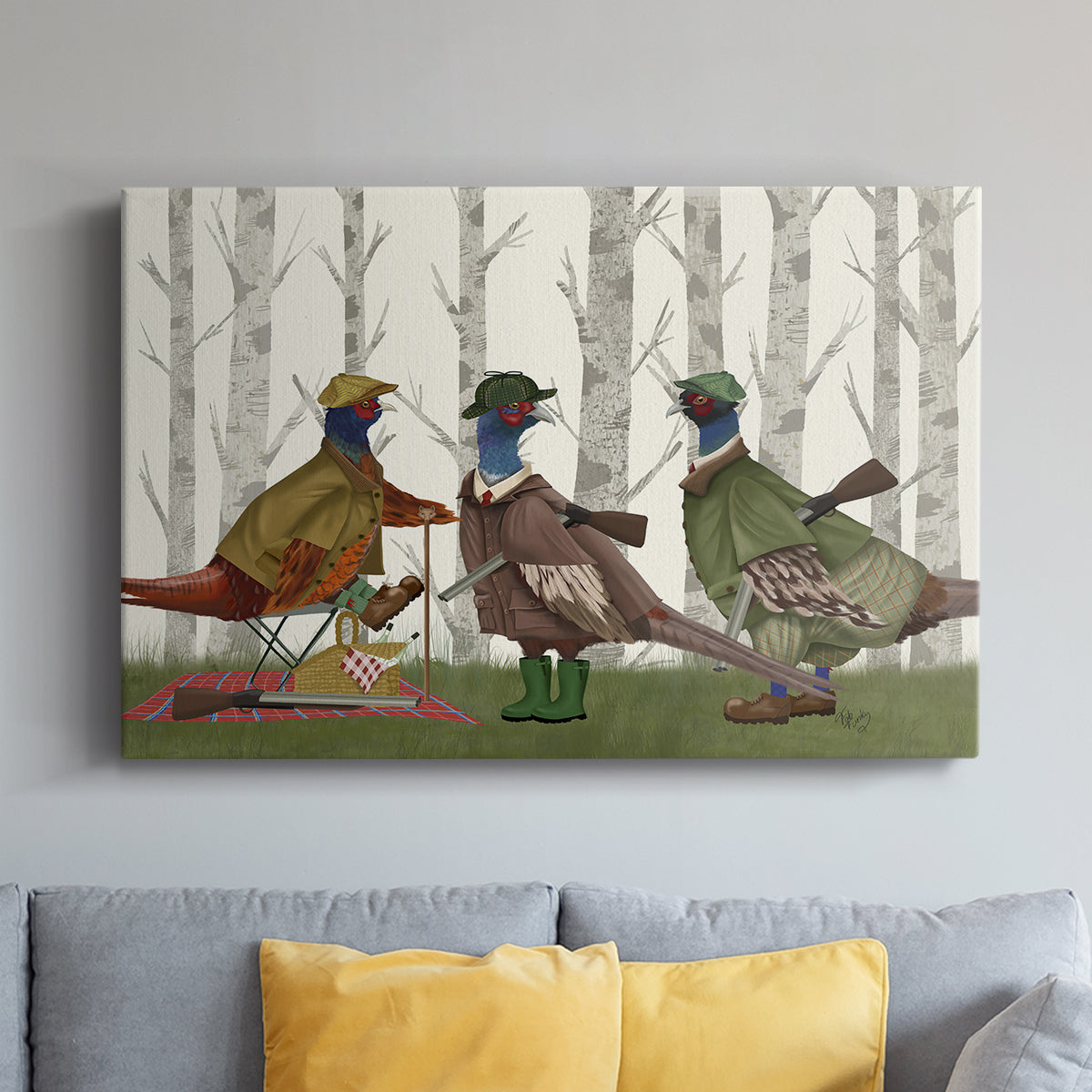 Pheasant Shooting Party Group 1 - Canvas Art Print