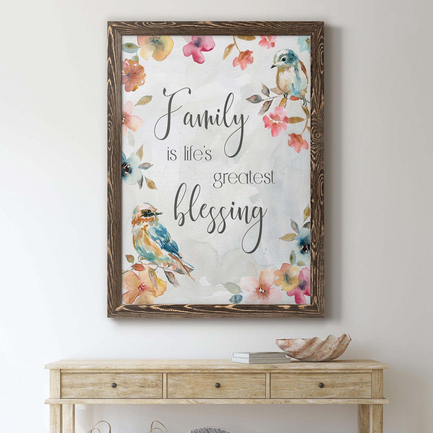 Spring Bird Blessing - Barnwood Framed Canvas Print