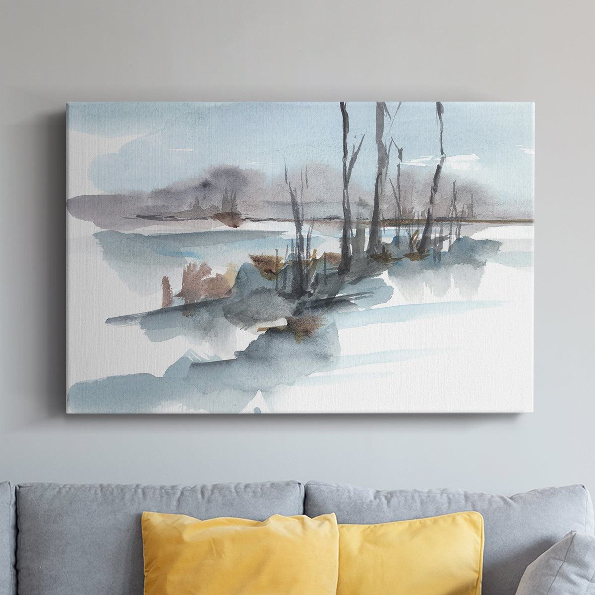Winter Stream Watercolor I - Canvas Art Print