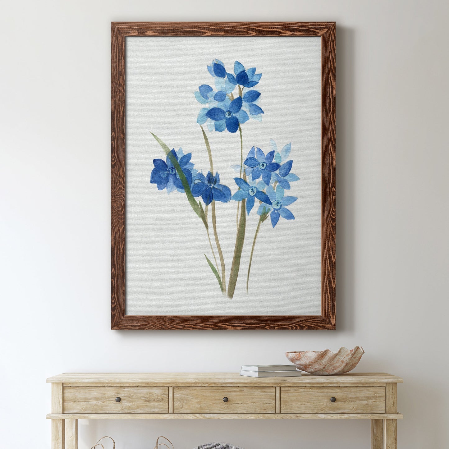 Blue Blossom Botanical I - Premium Canvas Framed in Barnwood - Ready to Hang