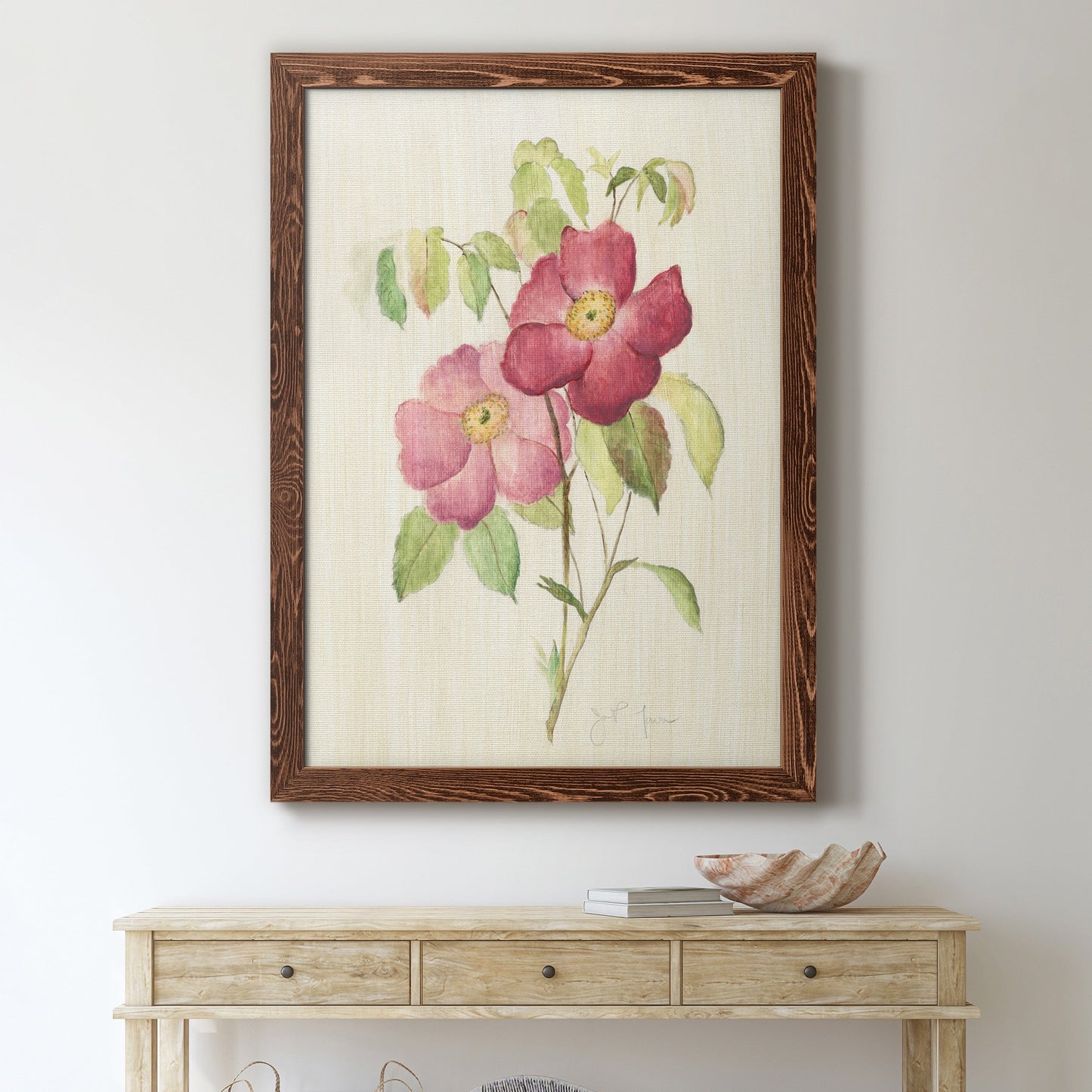 Dusty Rose II - Premium Canvas Framed in Barnwood - Ready to Hang