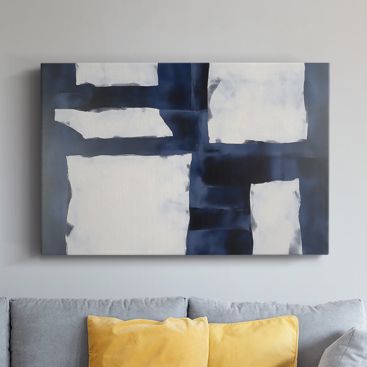 Blue and White Abstract XCIV - Canvas Art Print