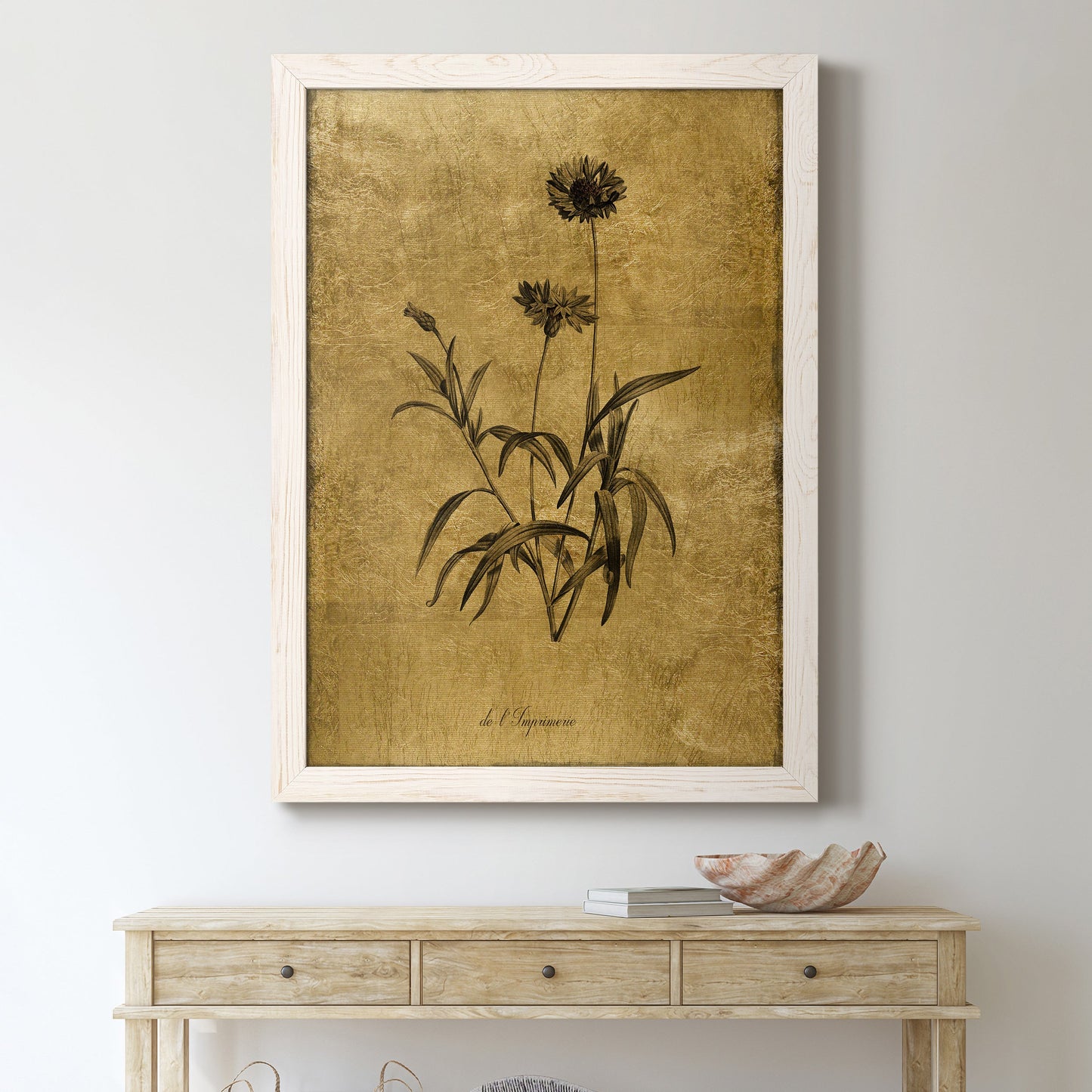 Gold Sketch Botanical I - Premium Canvas Framed in Barnwood - Ready to Hang