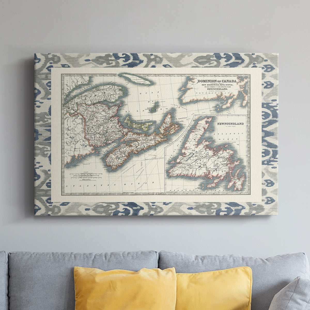 Bordered Map of Canada - Canvas Art Print