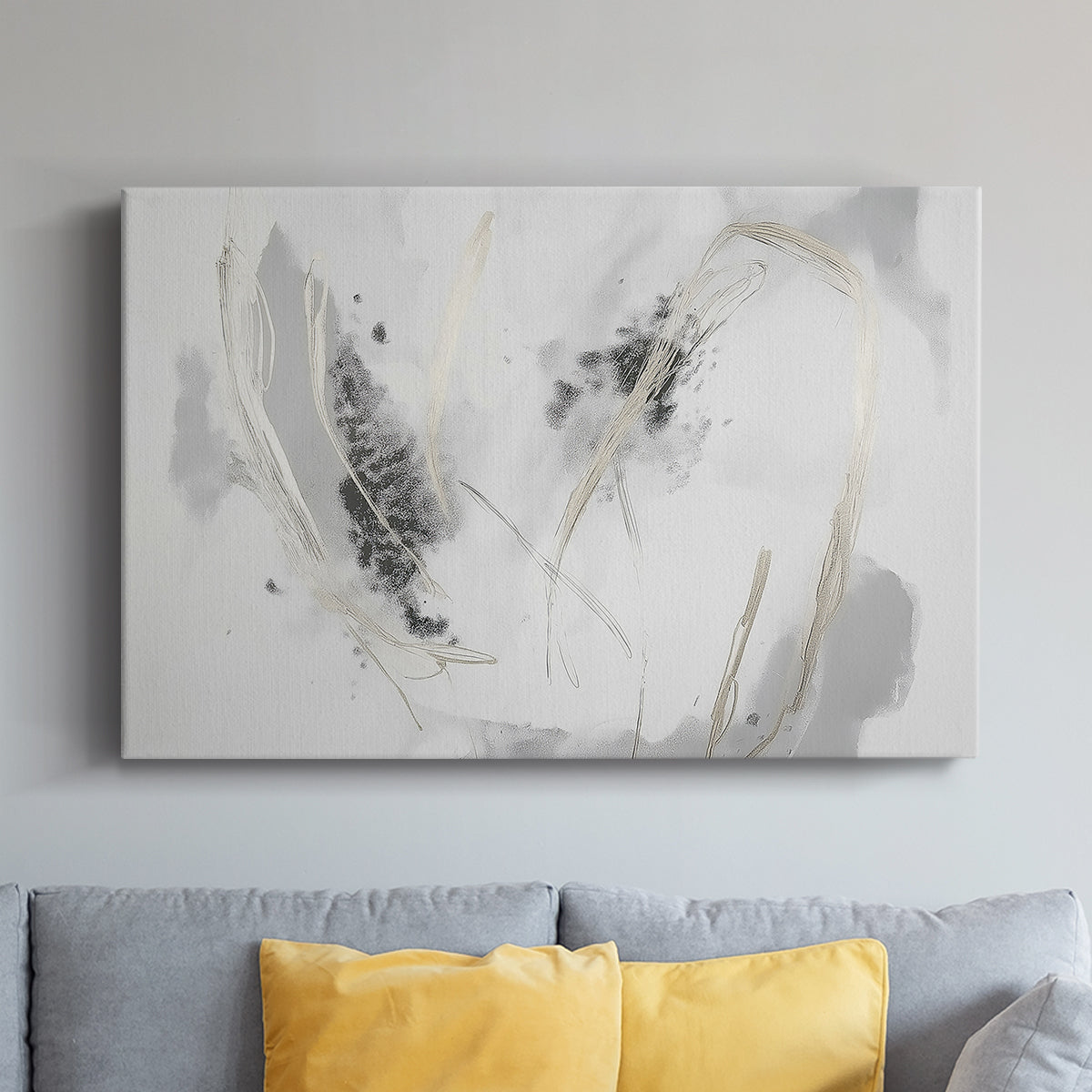 Grey Brushstrokes CXVI - Canvas Art Print