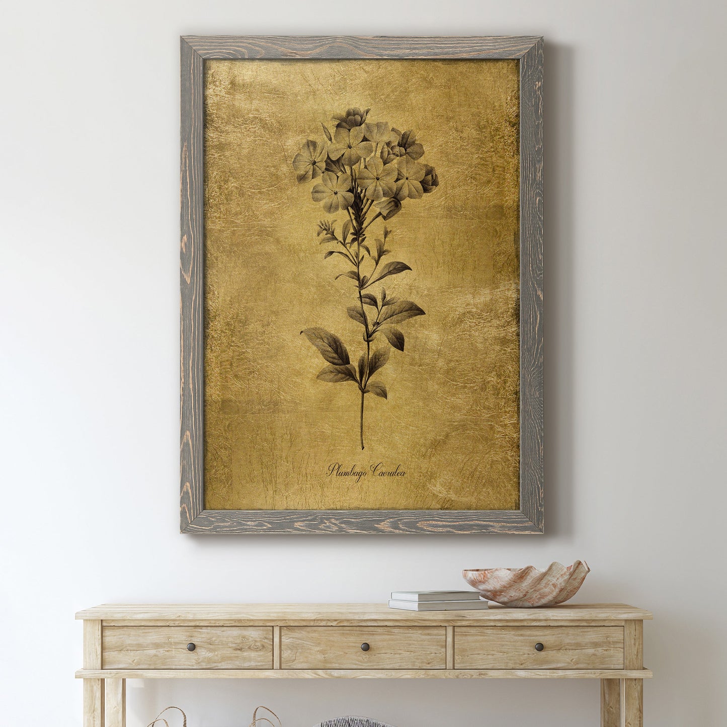 Gold Sketch Botanical II - Premium Canvas Framed in Barnwood - Ready to Hang