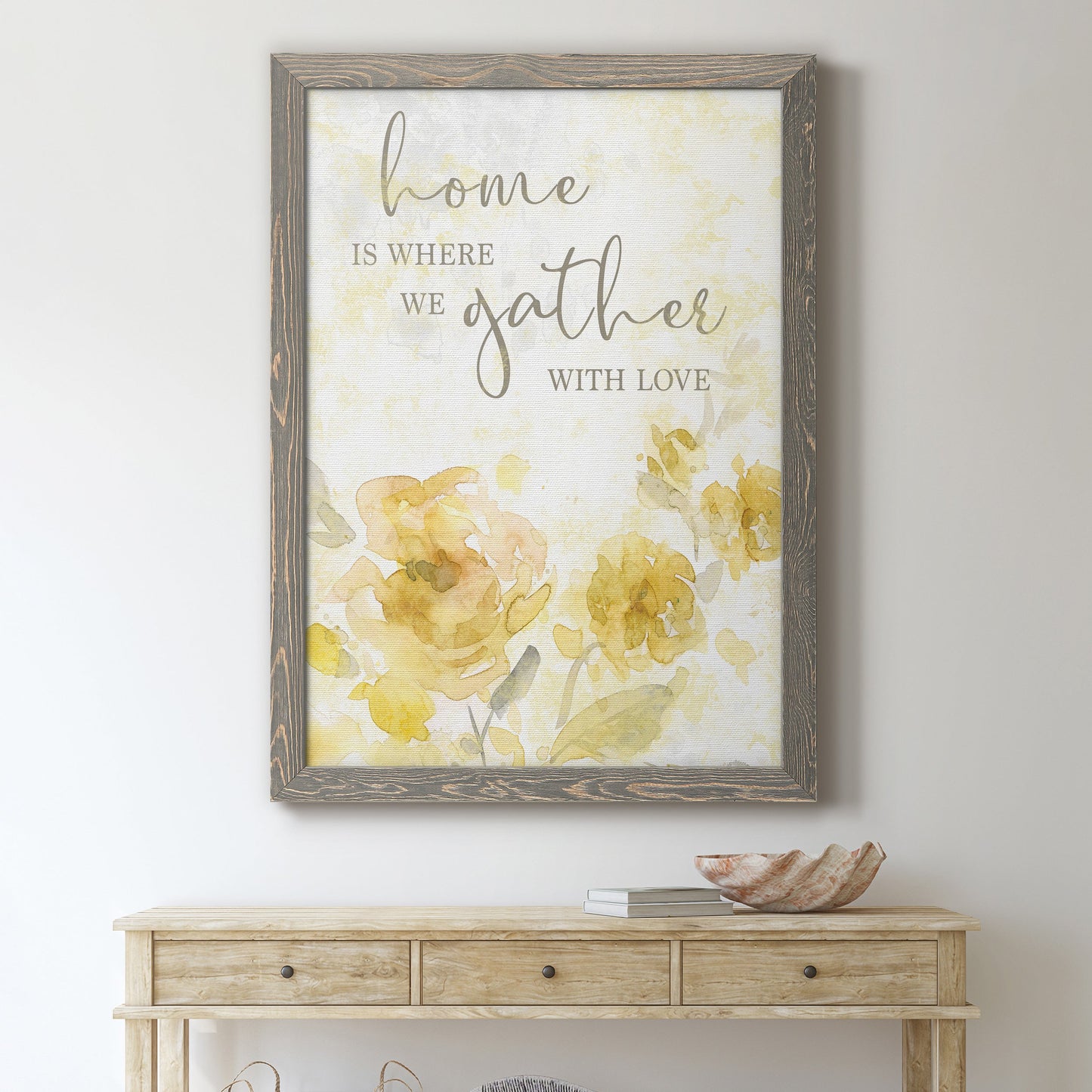 Gather with Love - Premium Canvas Framed in Barnwood - Ready to Hang