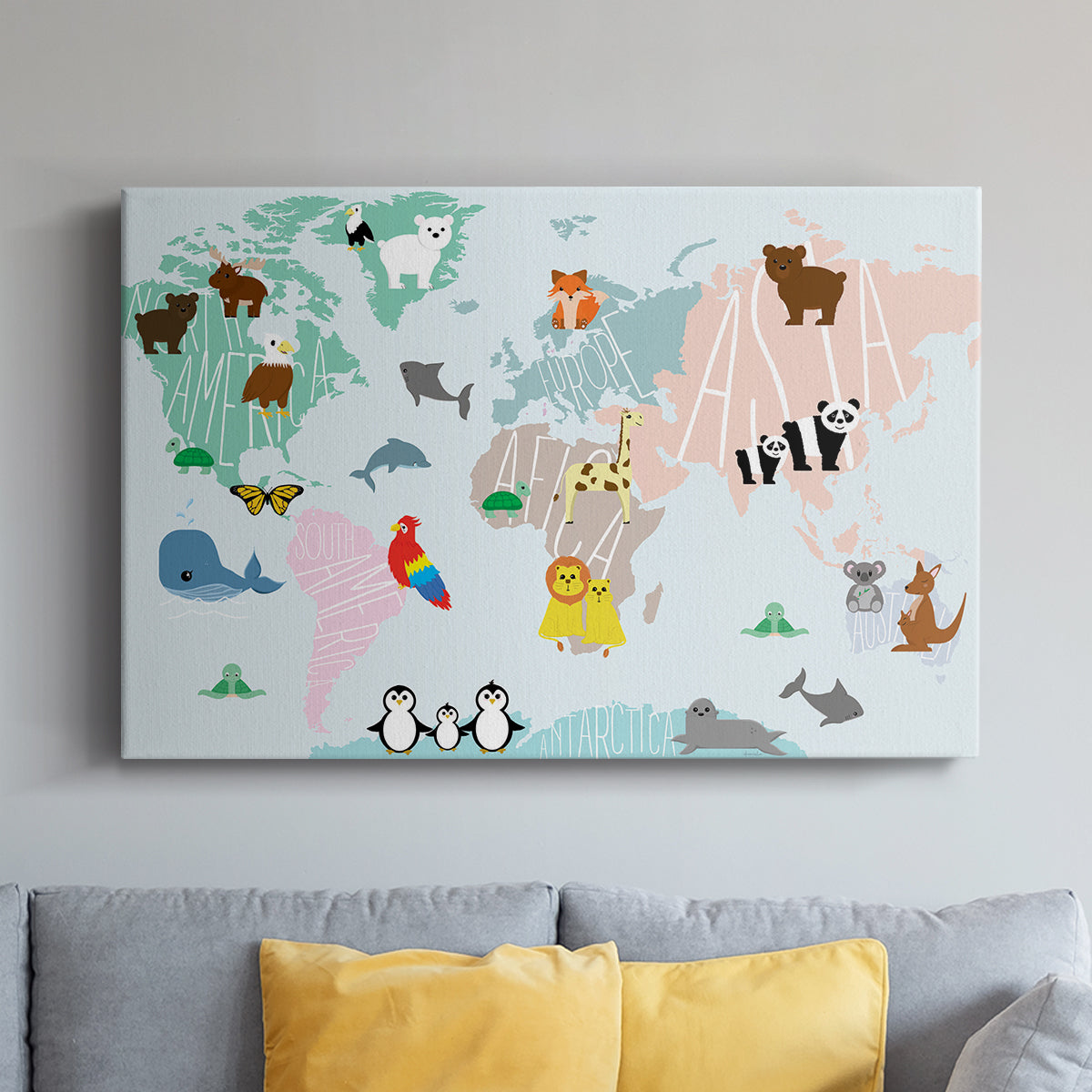 Animal Map - Canvas Art Print