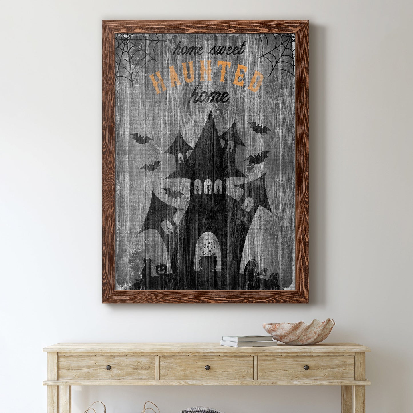 Haunted House - Premium Canvas Framed in Barnwood - Ready to Hang