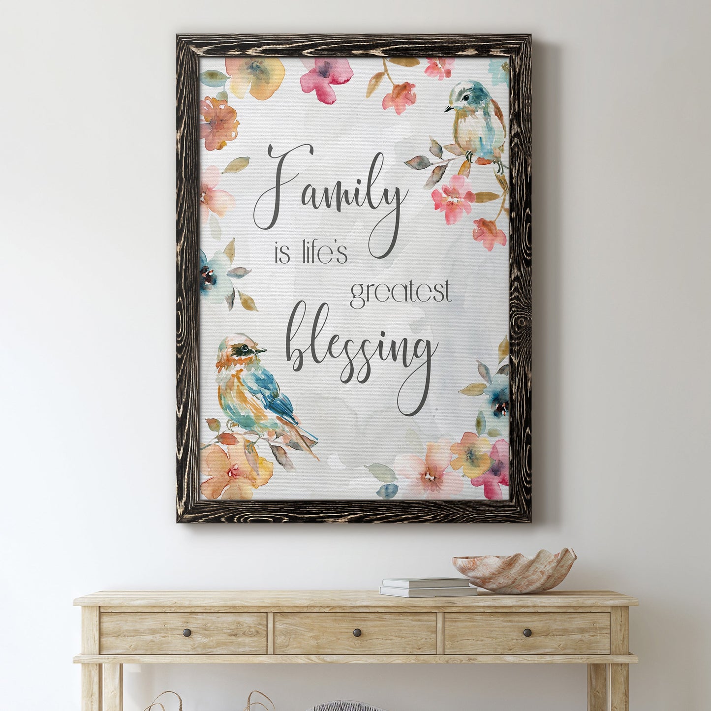 Spring Bird Blessing - Premium Canvas Framed in Barnwood - Ready to Hang