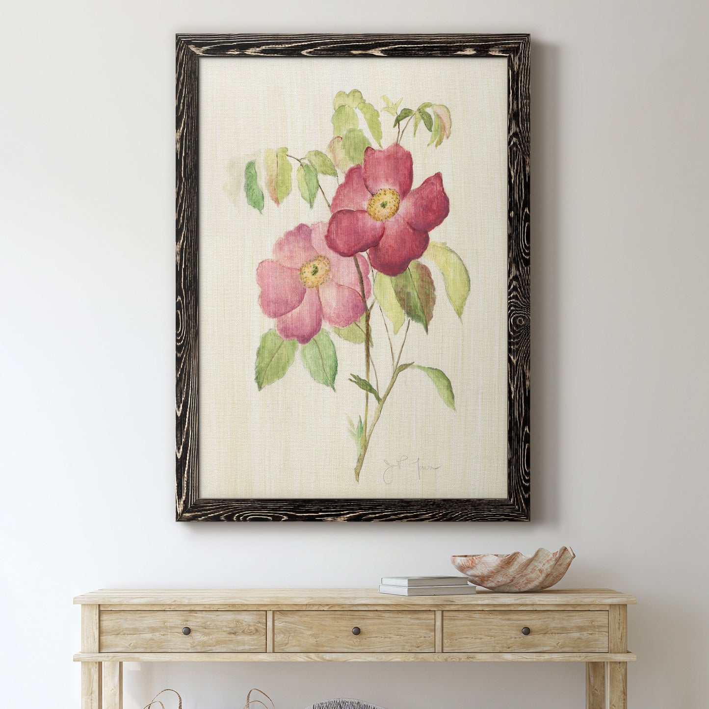 Dusty Rose II - Premium Canvas Framed in Barnwood - Ready to Hang