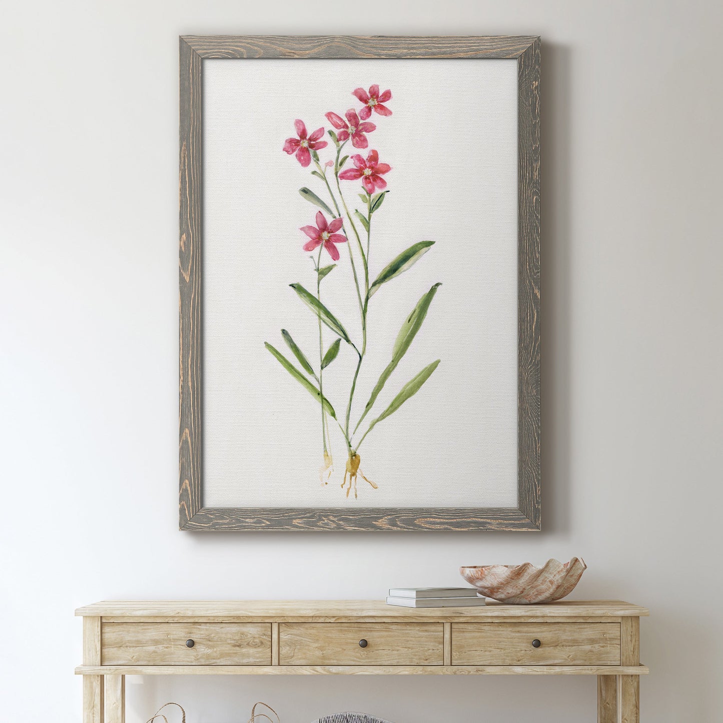 Delicate Pink II - Premium Canvas Framed in Barnwood - Ready to Hang