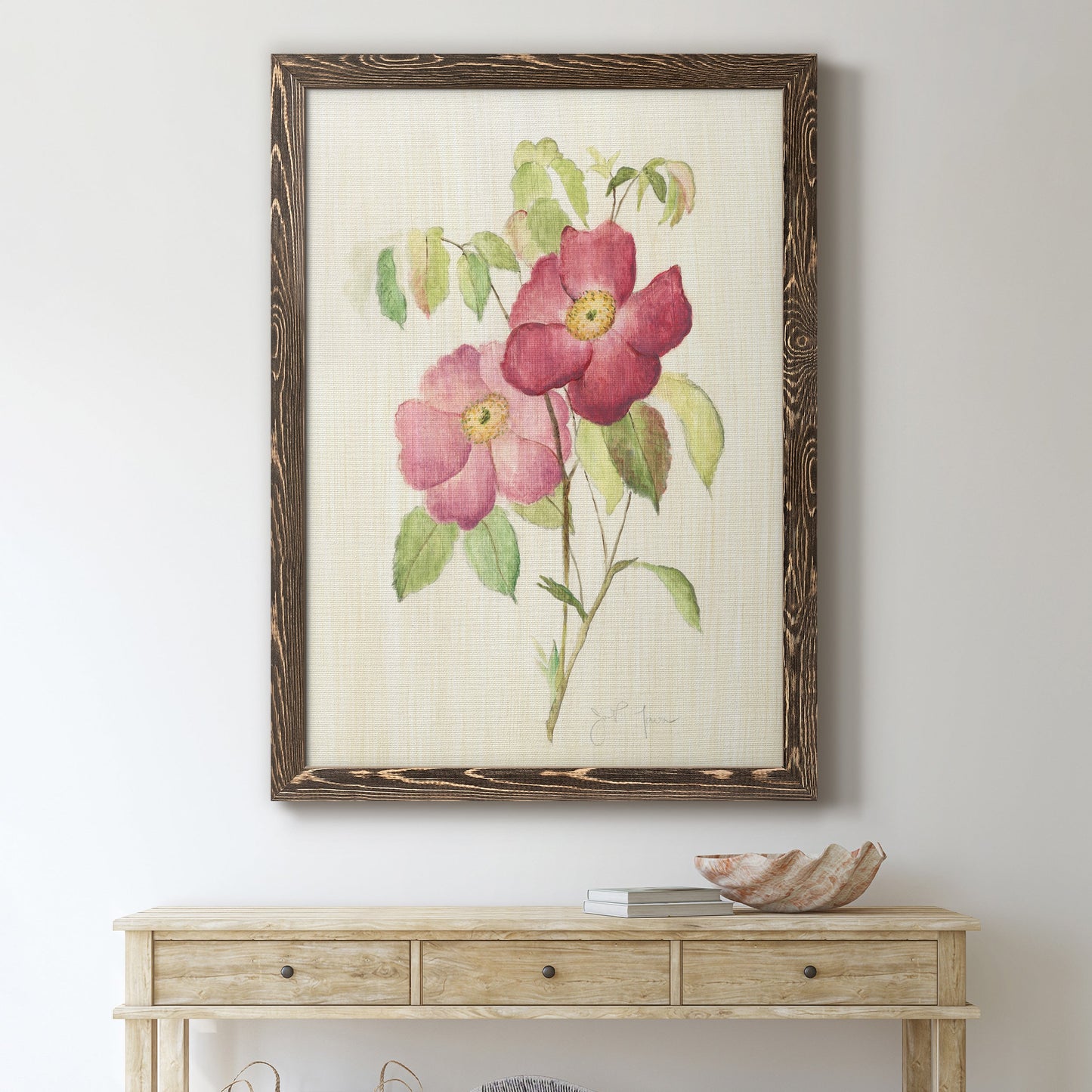 Dusty Rose II - Premium Canvas Framed in Barnwood - Ready to Hang