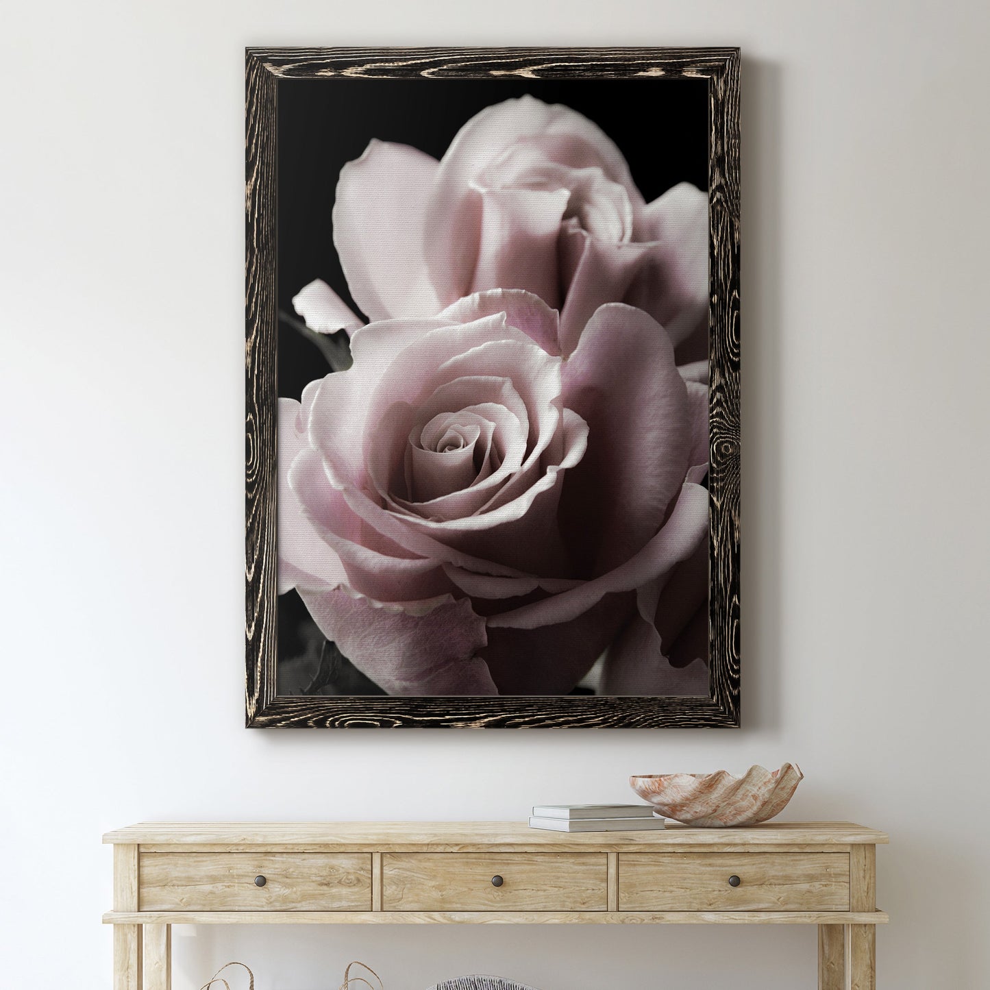 Rose Noir II - Premium Canvas Framed in Barnwood - Ready to Hang