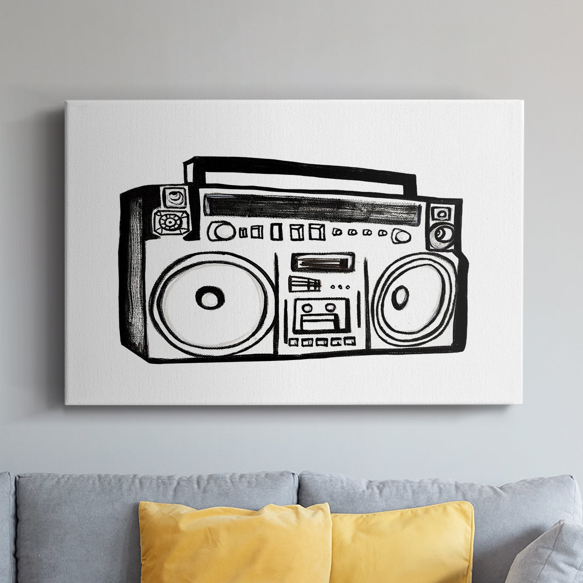 Boombox Sketch - Canvas Art Print