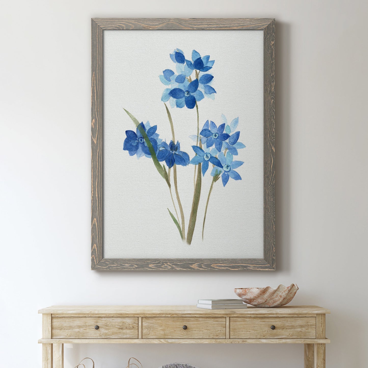 Blue Blossom Botanical I - Premium Canvas Framed in Barnwood - Ready to Hang