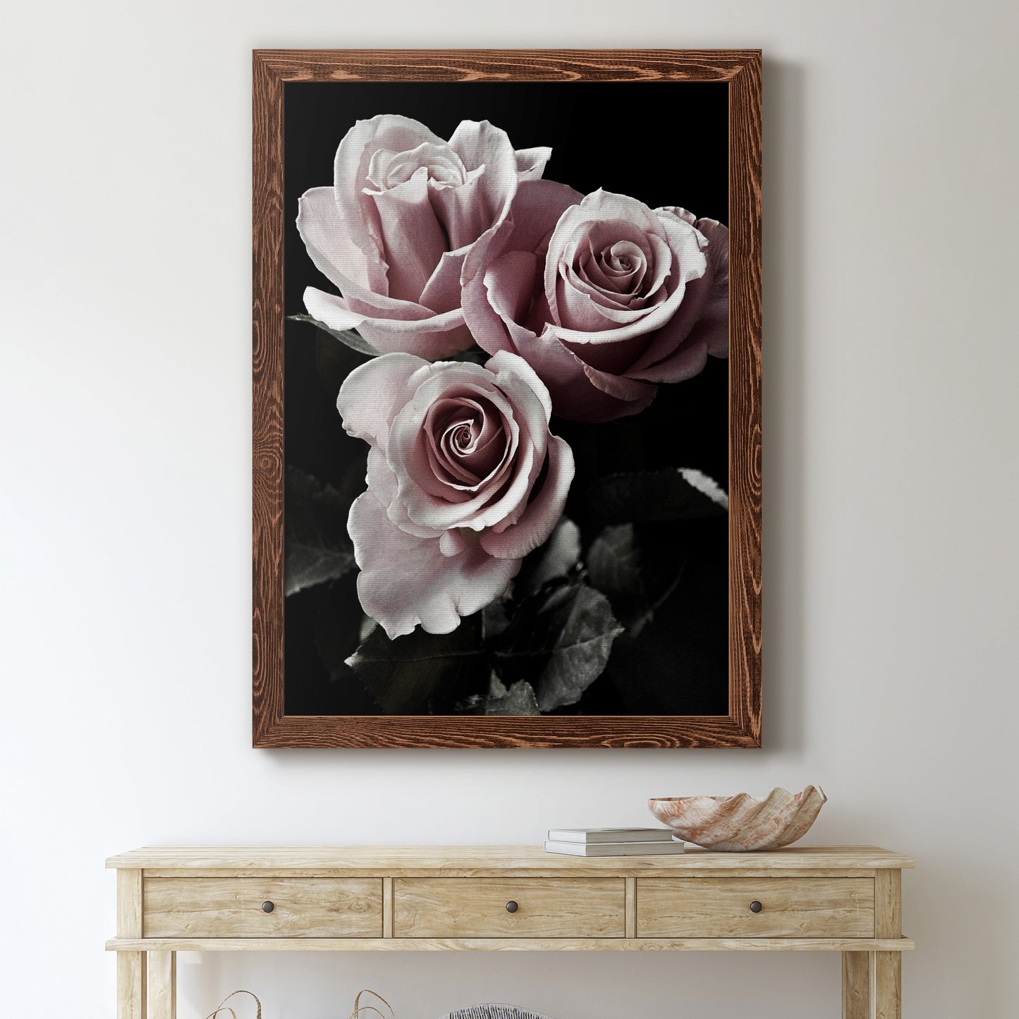 Rose Noir I - Premium Canvas Framed in Barnwood - Ready to Hang