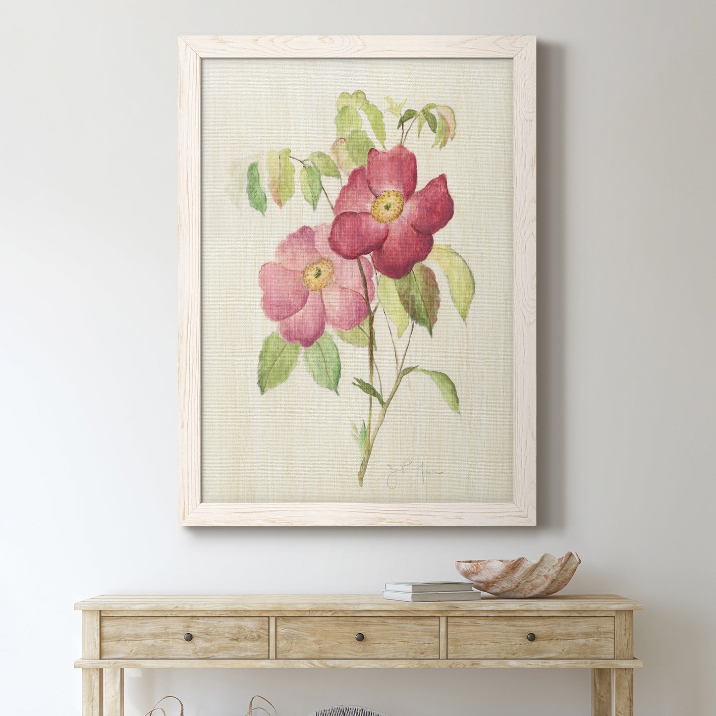 Dusty Rose II - Premium Canvas Framed in Barnwood - Ready to Hang