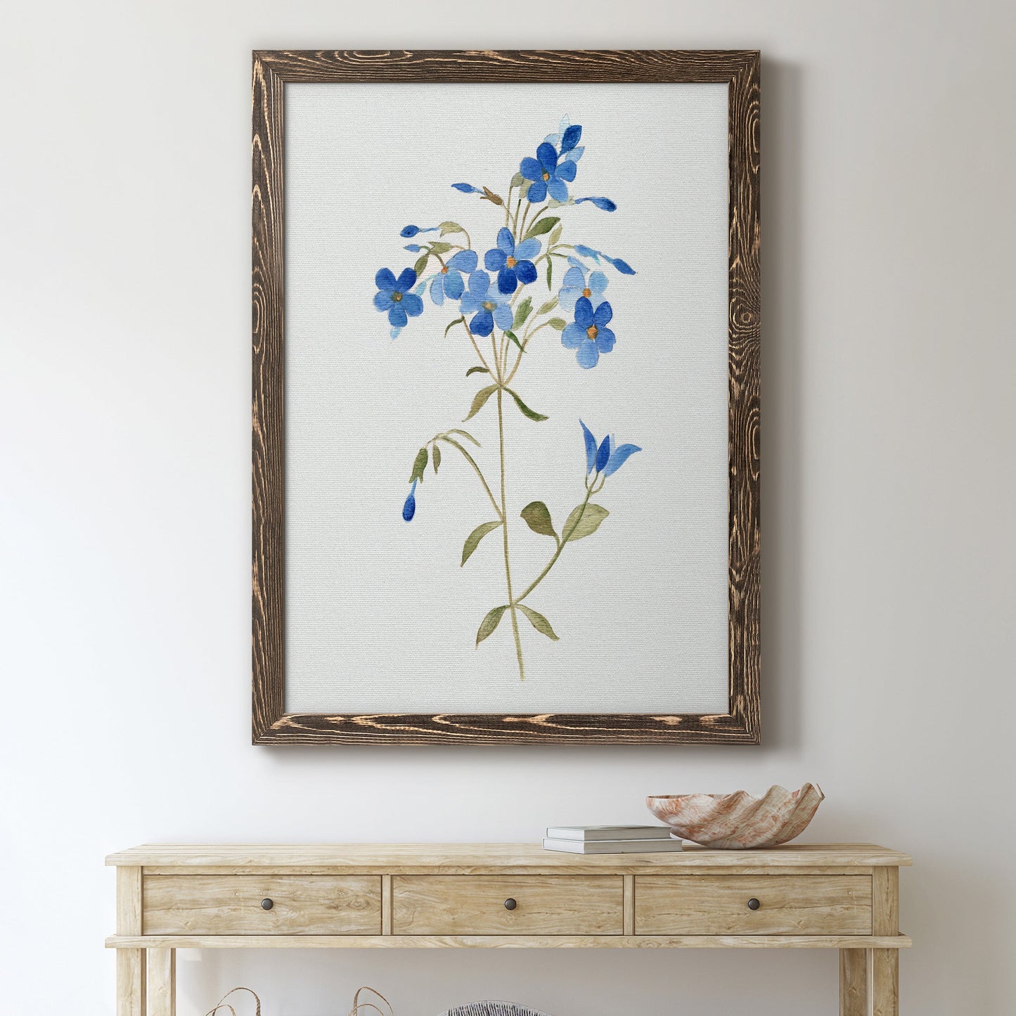 Blue Blossom Botanical II - Premium Canvas Framed in Barnwood - Ready to Hang