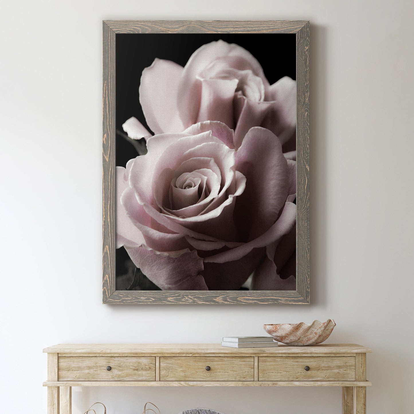 Rose Noir II - Premium Canvas Framed in Barnwood - Ready to Hang