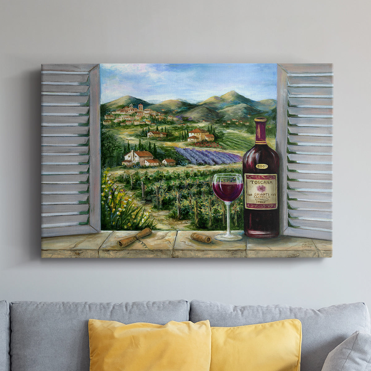 Tuscan Red and Vineyard - Canvas Art Print