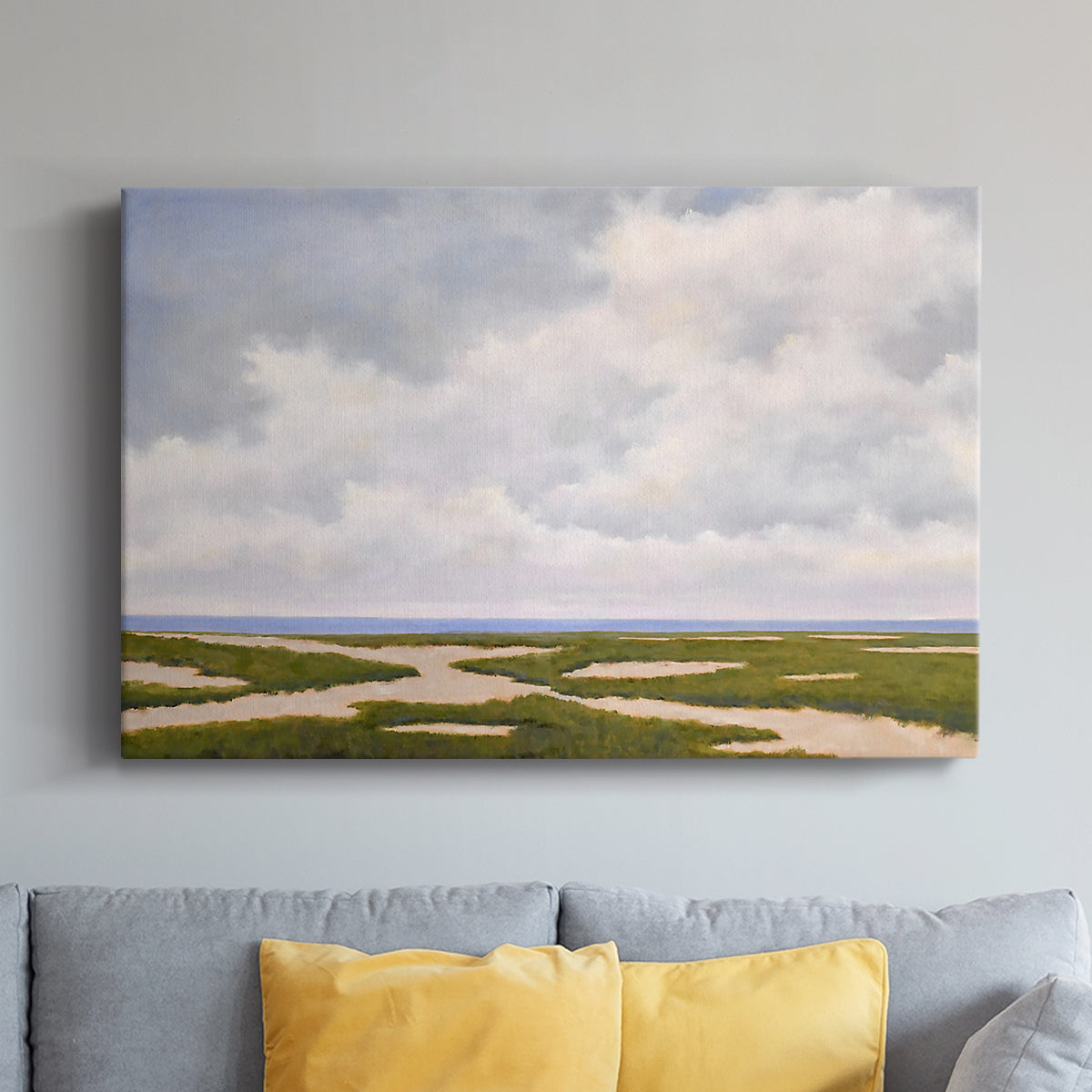 Cloudy Distant Beach Horizon - Canvas Art Print