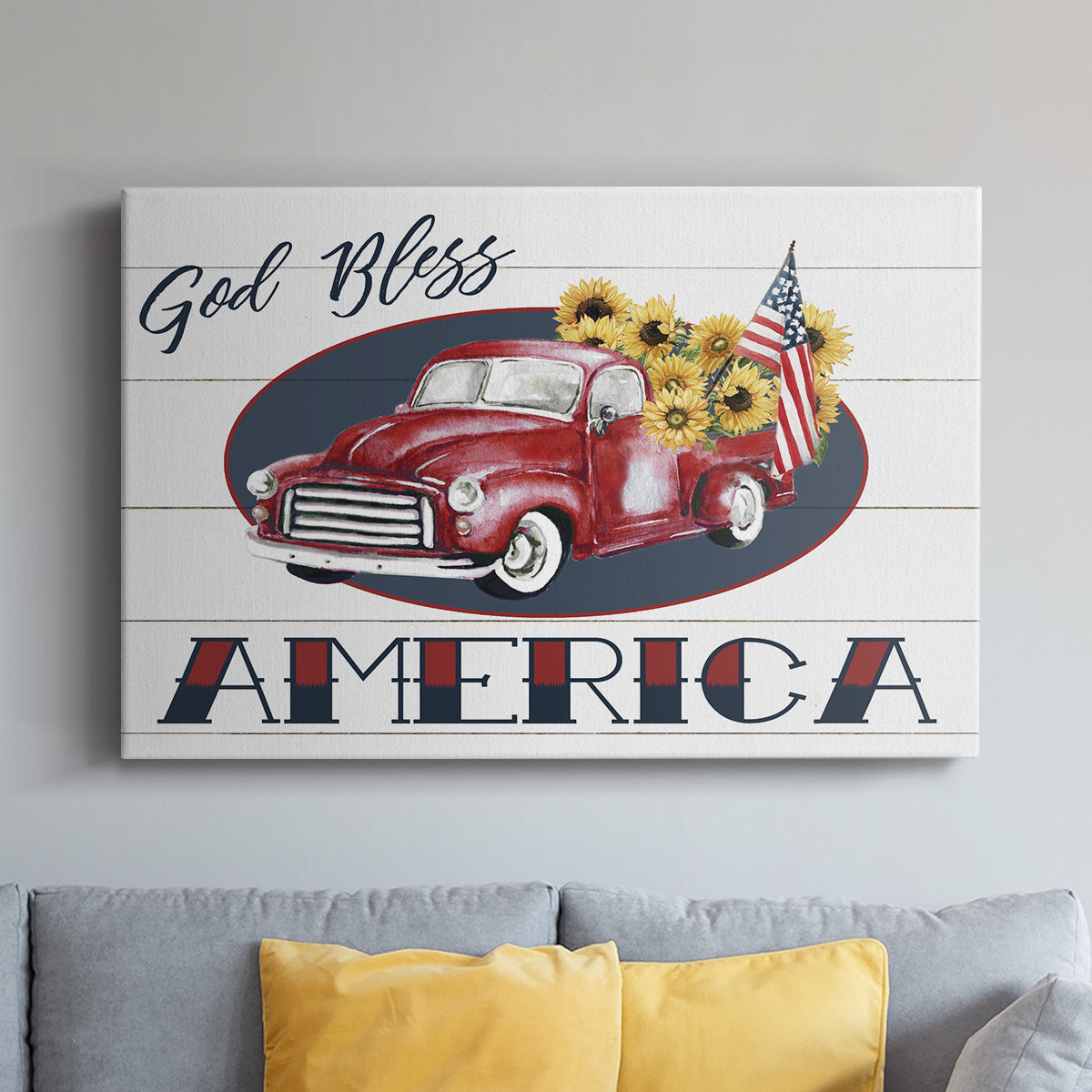 God Bless America Truck - Canvas Art Print