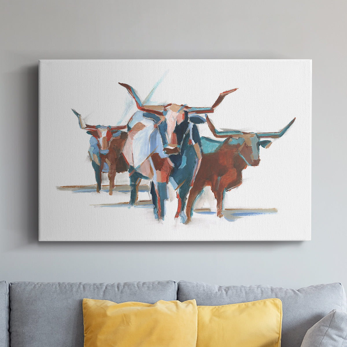 Modern Longhorns I - Canvas Art Print