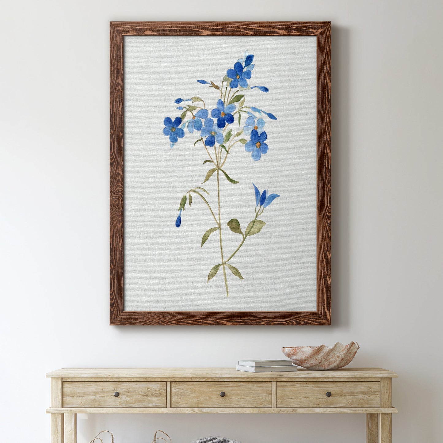 Blue Blossom Botanical II - Premium Canvas Framed in Barnwood - Ready to Hang