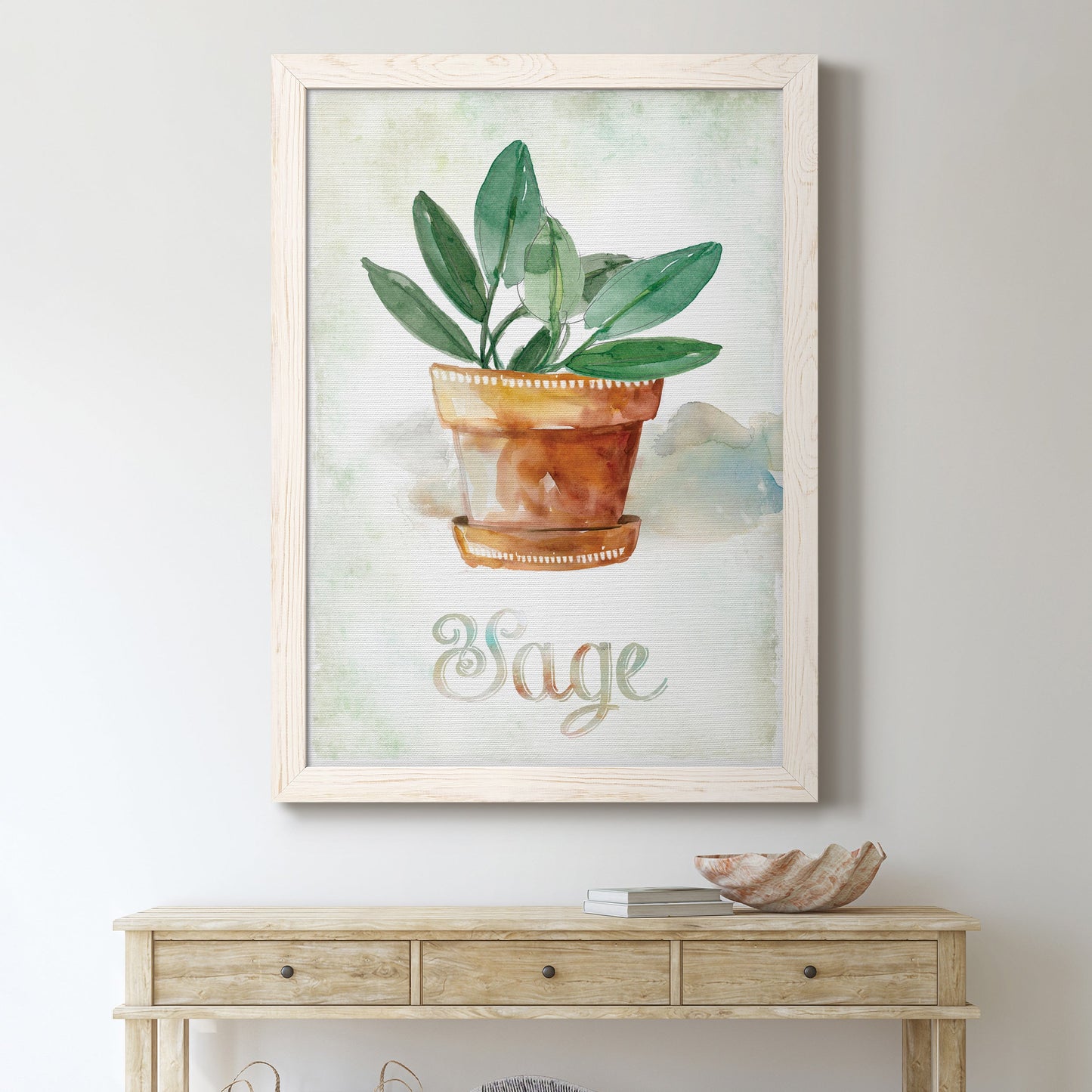 Potted Sage - Premium Canvas Framed in Barnwood - Ready to Hang