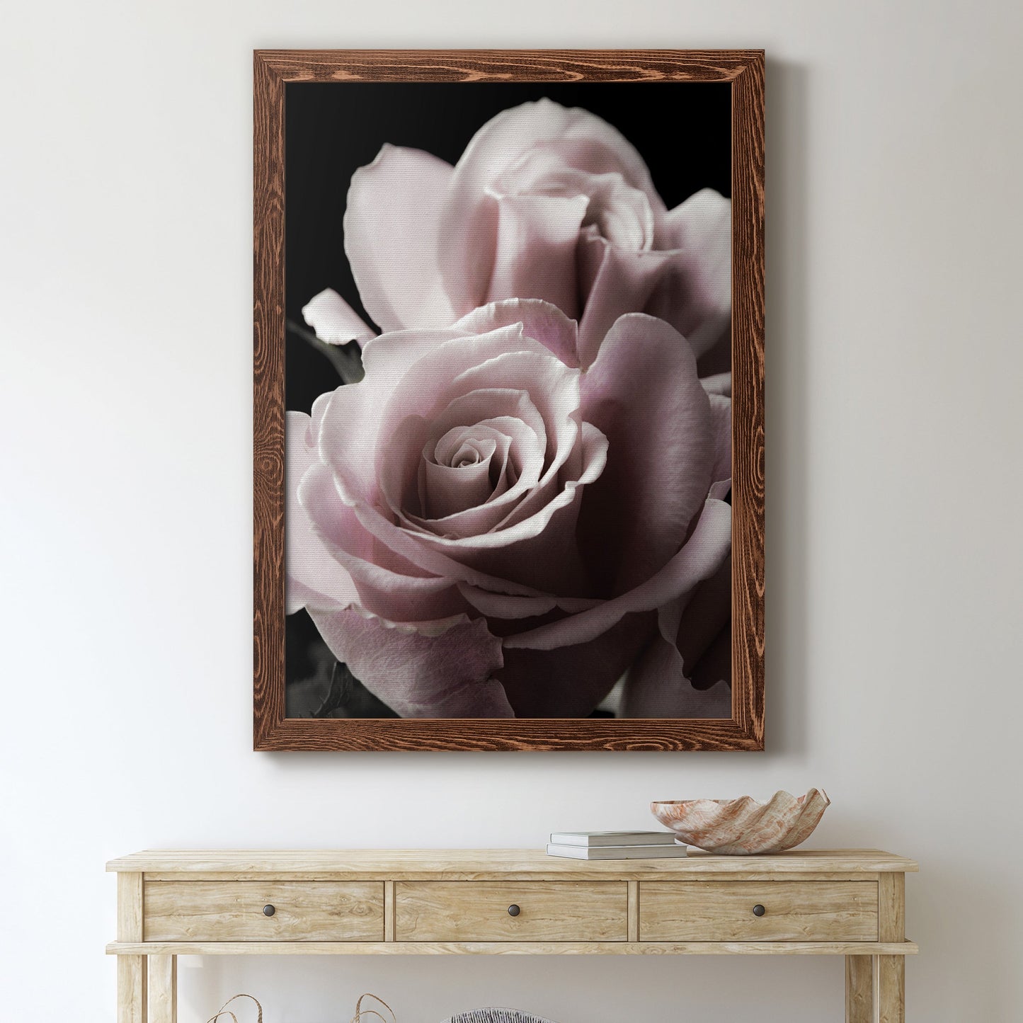 Rose Noir II - Premium Canvas Framed in Barnwood - Ready to Hang