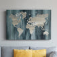 Navy World Map - Canvas Art Print
