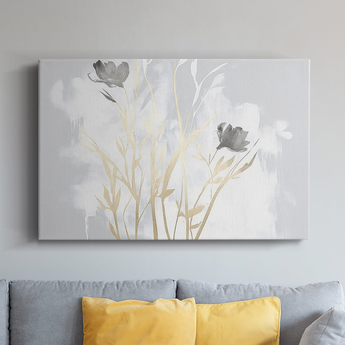 Grey Floral Painting XCIV - Canvas Art Print