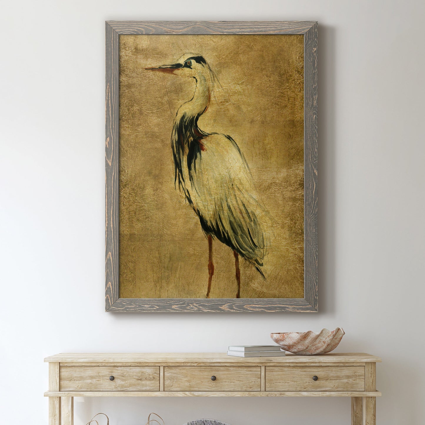 Gold Crane at Dusk II - Premium Canvas Framed in Barnwood - Ready to Hang