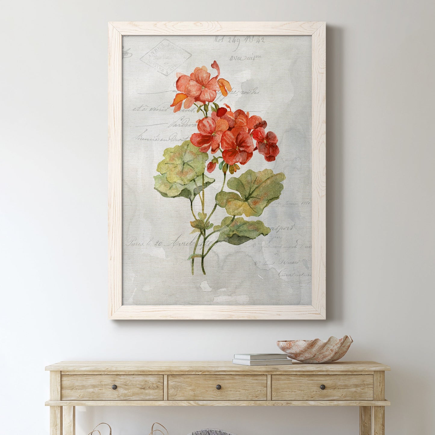 Linen Geranium - Premium Canvas Framed in Barnwood - Ready to Hang