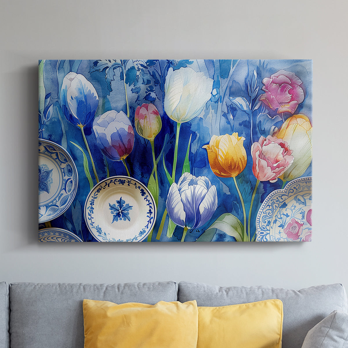 Floral Watercolor L - Canvas Art Print