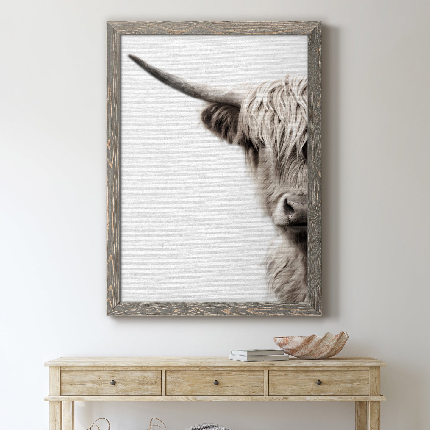 Highland Cattle - Premium Canvas Framed in Barnwood - Ready to Hang